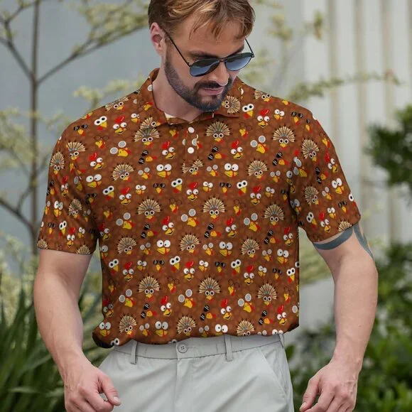 Funny Polos for Men Funny Print Short Sleeve Shirts Quick Dry Polo Shirts Hawaii